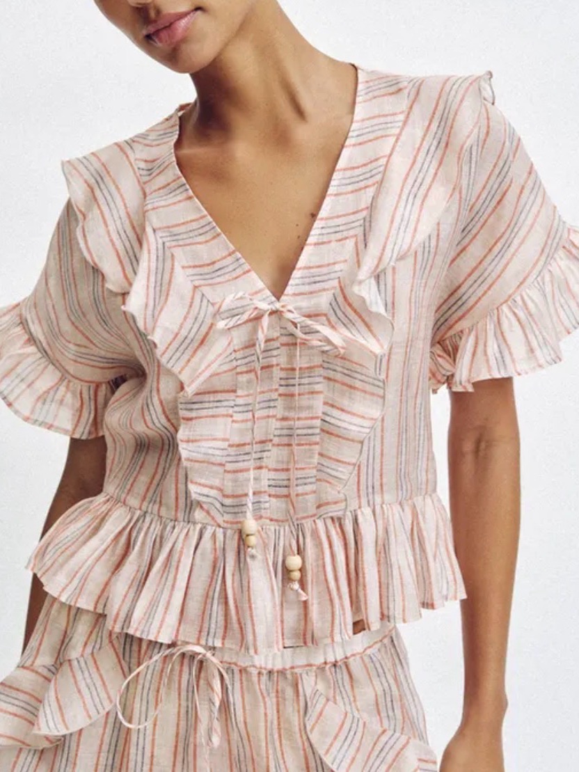 Zara Striped Ruffled Blouse
